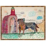 Roy De Forest, Untitled, 1974, pastel, charcoal and colored pencil on paper in artist's frame