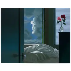 Untitled (Interior with Bed and Clouds) by Bruce Cohen, 2003, oil on canvas, sold Sep 2025