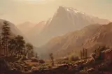 Hiram Reynolds Bloomer, Sierra Landscape (Eagle Canon), oil on Masonite