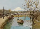 Theodore Wores, View of Mt. Fujiyama from Yokohama, 1895, oil on board