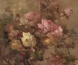Franz Bischoff, Roses, oil on canvas
