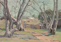 Franz Bischoff, Cottages, oil on board