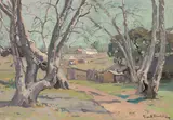 Franz Bischoff, Cottages, oil on board