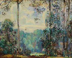 Alfred R. Mitchell, Silvery Morning (Balboa Park), circa 1920, oil on board