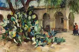 Millard Sheets, Cactus Of San Juan Capistrano, oil on canvas