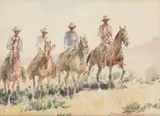 Edward Borein, Four Riders, watercolor on paper