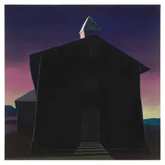Harold Waldrum, Rowe Mesa y la Iglesia en San Jose, acrylic on canvas