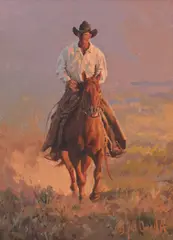 Bill Owen, Hashknife Cowboy, oil on board