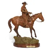 Bill Nebeker, Every Dog Has His Day, bronze with mixed brown patinas