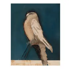 Nathan Oliveira, Guardian Bird, 1958, oil and paper collage with graphite on canvas