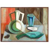Theophilus Brown, Cubist Still Life with Fish, 1949, oil on canvas
