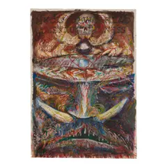 Robert Carston Arneson, Nuclear War Head, 1984, acrylic, watercolor and oil stick with printed paper collage on paper