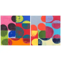 Two Works on Paper by Charles Arnoldi, 2002, gouache on collaged paper on board, sold Jun 2025