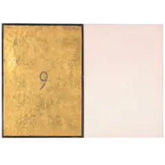 Eric Orr, Nine Way, 1982, lead, gold leaf, bone and mixed media on linen on panel