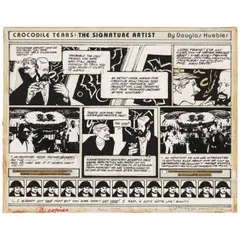 Douglas Huebler, Variable Piece #70: 1971 (In Process) Global, Crocodile Tears: The Signature Artist (Conceptual Comic Strip), 1984, ink and printed paper collage on paper on board