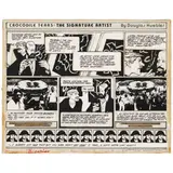 Douglas Huebler, Variable Piece #70: 1971 (In Process) Global, Crocodile Tears: The Signature Artist (Conceptual Comic Strip), 1984, ink and printed paper collage on paper on board