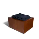 Amanda Ross-Ho, A Stack of Black Pants, 2010, teak, black canvas and thread