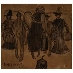 Xavier Martínez, Moving (After the San Francisco Earthquake), mixed media on paper