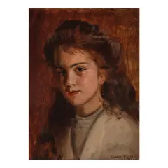 Theodore Wores, Portrait of a Young Girl, oil on board