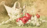 Paul de Longpré, Bees, Blossoms & Birds, watercolor on paper