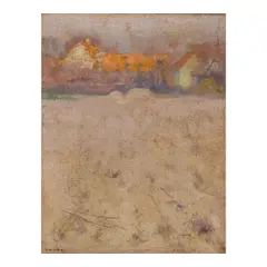 French Landscape (Étaples, Pas-De-Calais, France) by Eanger Irving Couse, oil on canvas, sold Aug 2025