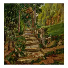Carlo Wostry, Roman Landscape, oil on panel