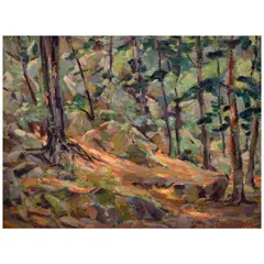John Carl Doemling, Wooded Landscape, oil on board