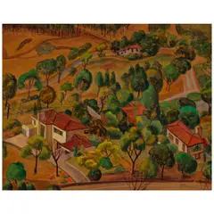Helen Rousseau, Early Berkeley, circa 1940, oil on board