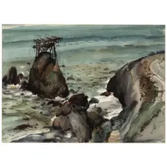 Maurice Logan, Rocky Coast, watercolor on paper