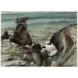 Maurice Logan, Rocky Coast, watercolor on paper