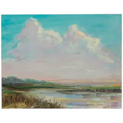 Neill Slaughter, Distant Shore and Marsh Near Marina (group of two), oil on canvas