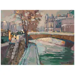 Si Chen Yuan, Bridge Over the Seine, Paris, oil on canvas
