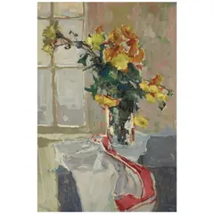 Si Chen Yuan, Window, oil on Masonite