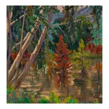 Laguna Lakes by Maria del Carmen Calvo, oil on canvas, offered Aug 2025