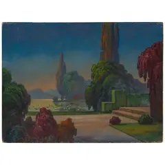 Paul Grimm, Twilight Garden, oil on canvas laid to board