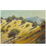 Paul Grimm, Farm with Fence, oil on canvasboard