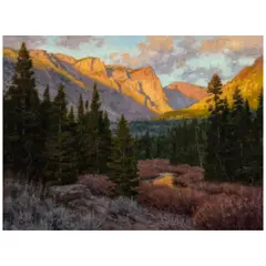 Ralph Edward Oberg, Last Light in New Fork Canyon, oil on canvas affixed to board