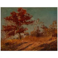 Robert Jenkins Onderdonk, Red Tree, oil on paperboard