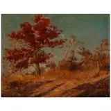 Robert Jenkins Onderdonk, Red Tree, oil on paperboard