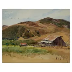 George Gibson, Ranch Scene, watercolor on paper