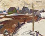 René Jean Richard, Baie St. Paul, oil on Masonite