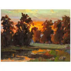 Michael Dancer, Sunset Landscape, oil on canvas