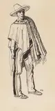 Maynard Dixon, Costume Sketch: Man with Poncho (Tucson circa 1860-1880), circa 1944, ink and white highlights on paper