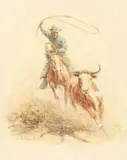 Olaf Wieghorst, Cowpuncher, ink and watercolor on paper