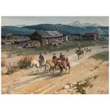 James Erwin Boren, Rocky Mountain Riders, gouache on paper