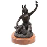 Joe Neil Beeler, Seated Native American, bronze with brown patina