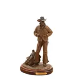 Bill Nebeker, Cold Mornin' Cow Camp, bronze with reddish brown patina