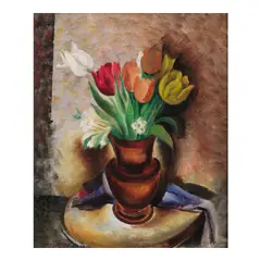 Konrad Cramer, Still Life with Tulips, 1930, oil on board