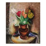 Konrad Cramer, Still Life with Tulips, 1930, oil on board