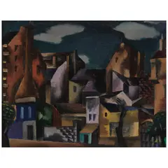 Jan Matulka, Paris Street Scene, circa 1920, oil on canvas